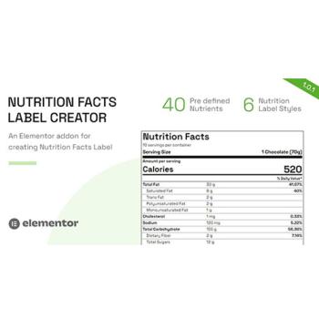Nutrition Facts Label Creator Elementor addon
